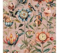 World of Wallpaper Curious Creatures 50471 Papier peint sur le thème des animaux insolites avec plantes luxuriantes dessinées pour murs, chambres, salons, vestiaires en rose pâle