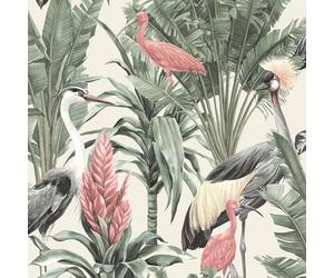 World of Wallpaper Manu Papier Peint Oiseaux Tropicaux Crème AF0020
