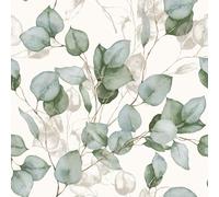 World of Wallpaper Papier peint feuilles d'eucalyptus - Motif floral/naturel, papier peint moderne pour salon, chambre, couloir - Papier peint décoratif de luxe - Vert/blanc AF0036