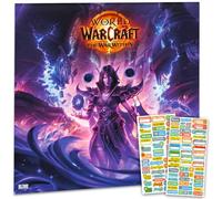 World of Warcraft Calendrier mural 2026 avec plus de 100 autocollants de rappel de calendrier (cadeaux de jeux vidéo, fournitures de bureau)