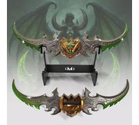 World of Warcraft Réplique de Warglaive of Azzinoth | Arme de tempête Illidan de 27 cm | Miniature en alliage de zinc | Collection Wow pour bureau et présentation | Cadeau de joueur