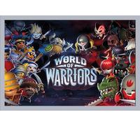 World of Warriors - Poster - Characters + cadre amovible, Shinsuke® Maxi MDF argenté, vitre acrylique