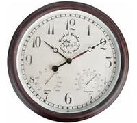 World Of Weather - Horloge thermomètre hygromètre extérieure Marron G