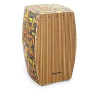 World Rhythm CAJ3-DK Cajón avec Surface de Jeu en Bois Zébré - Dessin Tribal Jaune et Orange