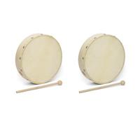 World Rhythm HD-8 Tambour à main - Tambour à cadre pré-réglé de 8 pouces - Batte incluse - Peau de tambour en peau de chèvre authentique (Lot de 2)