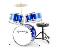 World Rhythm Kit de batterie pour enfant - 3 pièces - Bleu - Avec trône et baguettes