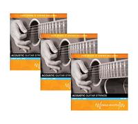 World Rhythm Lot de 3 cordes pour guitare acoustique - Light (.011-.052) avec cordes de rechange en E