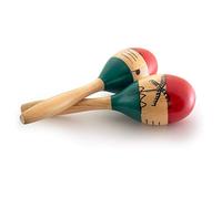 World Rhythm MAR56-NT Maracas en Bois Peintes à la Main - Naturel | Paire Taille Standard, Grand Format