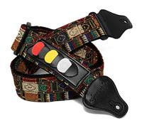 World Rhythm Sangle de guitare en coton brodé Aztec pour guitares électriques, acoustiques, classiques et basses avec porte-pics et médiators