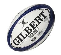 World Rugby Shop X Gilbert G-TR4000 Ballon de Rugby Taille 4 - Équipement de Rugby Durable - Surface antidérapante Triangulaire - Construction 3 Plis - Bleu Marine