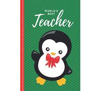 World’s Best Teacher: Green Red Baby Penguin With Bow Theme / 6x9 Daily To Do List Notebook and Christmas Card for Teacher Combo / Teacher Planner Gift For Christmas