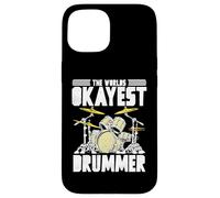 World’s Okayest Drummer Retro Music Drum Kit Artwork Coque pour iPhone 15
