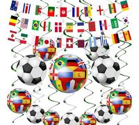 World Soccer 2026 Tourbillons à suspendre avec drapeaux Bannière Décorations de tournoi de football, décorations de plafond à suspendre, fanions de 50 pays, décorations de fête sur le thème du