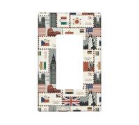 World Stamp - Plaques murales à motif de timbre - Plaques murales de taille moyenne 12,7 x 7,6 cm - Couvercle décoratif pour interrupteur - Couvertures de sortie en polycarbonate thermoplastique