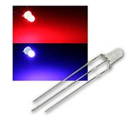 world-trading-net - 10 LED 3mm diffus Rouge/Bleu 2 Couleurs, 3 Broches, diode électroluminescente, Filaire, diode électroluminescente, en Tant Que composant