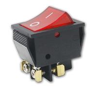 world-trading-net - Interrupteur à bascule rouge, lumineux, 2 pôles, max 250V/16A, boîtier en plastique noir, montage encliquetable, avec connexion à vis, commande ou lumière permanente