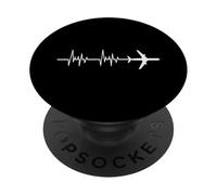World Travel Heartbeat Airplane Pilot PopSockets PopGrip - Support et Grip pour Smartphone/Tablette avec un Top Interchangeable PopSockets PopGrip Adhésif