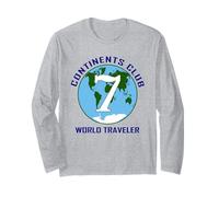 World Traveler Carte de Voyage des Sept Continents Manche Longue