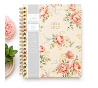 WORLD TRAVELER Planner 2026-2027 - Agenda journalier à spirale 2026-2027 avec liste de choses à faire mensuelle, taille 20,3 x 25,4 cm, roses roses