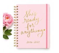 WORLD TRAVELER Planner 2026-2027 - Agenda journalier à spirale 2026-2027 avec liste de choses à faire mensuelle, taille 20,3 x 25,4 cm, rose