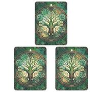 World Tree Lot de 3 désodorisants carrés à suspendre pour voiture, maison, bureau, style noir