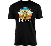 World Where You Can Be Anything. Bee Kind Black T-Shirt Tee Top Nature Vintage Retro Style Wasp Honey Hive Flower Pollen Love Quote Phrase Sign Present Gift Manches Courtes(3X-Large)