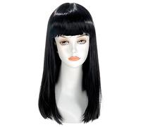World Wigs Perruque Brune Mi-Longue avec Frange Droite