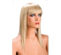 World Wigs Perruque Mi-Longue Blonde Effilée avec Frange