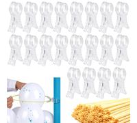 Worldity Lot de 20 clips pour arche de ballons, 8,9 cm de long, avec 100 ballons longs en latex, réutilisables en plastique ABS transparent, pinces à ressort pour fête, anniversaire, mariage