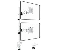 WORLDLIFT Bras de Moniteur Vertical Haut/Bas 2 écrans Double Poteau Long Horizontal Mobile Type Pince 32" Capacité de Charge 8KG