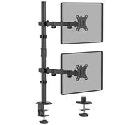 WORLDLIFT Bras de Moniteur Vertical Haut/Bas 2 écrans Double Poteau Long Horizontal Mobile Type Pince 32" Capacité de Charge 8KG