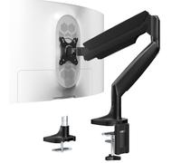 WORLDLIFT Bras pour écrans Ultra-Larges jusqu'à 45 Pouces et 15 kg, Support de Bureau Unique entièrement réglable avec Pince en C et œillet de Fixation pour Bureau, VESA 100x100 Maximum, Noir