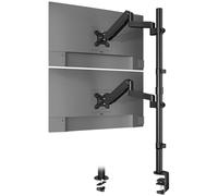 WORLDLIFT Ressort mécanique intégré Bras de Moniteur Vertical Haut/Bas 2 écrans Double Poteau Long Horizontal Mobile Type Pince 32" Capacité de Charge 9KG