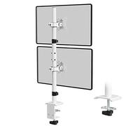 WORLDLIFT Support à Pile Verticale pour Deux écrans d'ordinateur de 17 à 32 Pouces, Bras Ecran PC Réglable en Hauteur, Inclinable et Pivotant, Charge Maximale de 9kg par Bras, VESA 75/100 mm Blanc