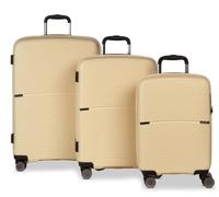Worldpack Lot de valises à roulettes San Francisco 50/60/70 cm, Jaune pastel, Set S/M/L, Valise rigide à roulettes doubles à 360°