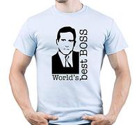 Worlds Best Boss The Office TV Show Shirt Homme T-Shirt Bleu Clair M