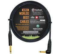 WORLDS BEST CABLES 1.5 Meter - Gotham GAC-1 Ultra Pro - Premium, Low-Capacitance (21 pf/Ft) Guitar Bass Instrument Câble - avec Straight to Angled 6.35mm Neutrik Gold Plated TS Connecteurs