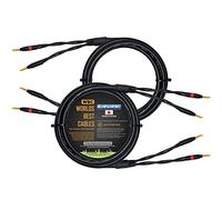 WORLDS BEST CABLES 1 mètre - Canare 4S11 - Qualité Audiophile - HiFi Star-Quad - Paire de câbles d'enceinte avec connecteurs banane Eminence Gold