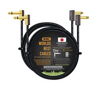 WORLDS BEST CABLES 2 unités - 3 mètres - Câble pour pédale, effets, patch, instrument fabriqué sur mesure Mogami 2319 et de minuscules connecteurs plaqués or 6,35 mm R/A TS