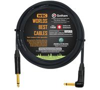 WORLDS BEST CABLES 3 Meter - Gotham GAC-1 Ultra Pro - Premium, Low-Capacitance (21 pf/Ft) Guitar Bass Instrument Câble - avec Straight to Angled 6.35mm Neutrik Gold Plated TS Connecteurs