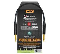 WORLDS BEST CABLES 30 CM - Gotham GAC-1 Ultra Pro - Premium, Low-Capacitance (21 pf/Ft) Guitar Bass Instrument Câble - avec Straight to Straight 6.35mm Neutrik Gold Plated TS Connecteurs