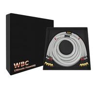 WORLDS BEST CABLES Câble de haut-parleur bi-ampli ultra pur pour canal central avec fiches à cosse Eminence et gaine en tweed argenté de 1,8 m