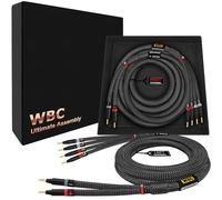 WORLDS BEST CABLES Câble de haut-parleur bi-fil ultra pur OFC de 1,8 m - 7 AWG - Paire de câbles de haut-parleur Hi-Fi audio de qualité supérieure avec fiches banane dorées Eminence et gaine en tweed