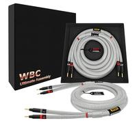 WORLDS BEST CABLES Câble de haut-parleur Hi-Fi audio de qualité supérieure avec fiches banane dorées Eminence et gaine en tweed argenté 2,4 m 7 AWG