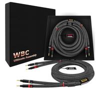 WORLDS BEST CABLES Câble de haut-parleur Hi-Fi Audiophile de qualité supérieure avec fiches banane dorées Eminence et gaine en tweed carbone 3,5 m