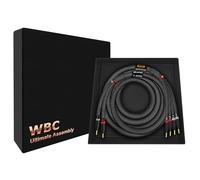WORLDS BEST CABLES Câble de haut-parleur unique bi-fil pour canal central avec fiches banane dorées Eminence et gaine en tweed carbone 0,9 m 7 AWG
