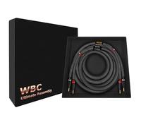 WORLDS BEST CABLES Câble de haut-parleur unique Hi-Fi audiophile de qualité supérieure avec fiches banane dorées Eminence et gaine en tweed carbone 1,8 m 9 AWG