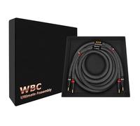 WORLDS BEST CABLES Câble de haut-parleur unique Hi-Fi pour canal central avec fiches banane dorées Eminence et gaine en tweed carbone 3 m 7 AWG