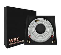 WORLDS BEST CABLES Câble de haut-parleur unique Hi-Fi pour canal central avec fiches banane dorées et gaine en tweed argenté Eminence 8 AWG 2,4 m