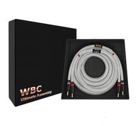 WORLDS BEST CABLES Câble de haut-parleur unique Hi-Fi pour canal central avec fiches banane dorées Eminence et gaine en tweed argenté 1,8 m